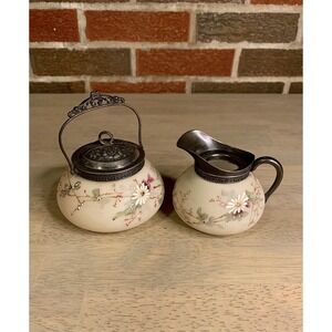 C.F. Monroe Wave Crest Glass Cream and Sugar. circa 1898